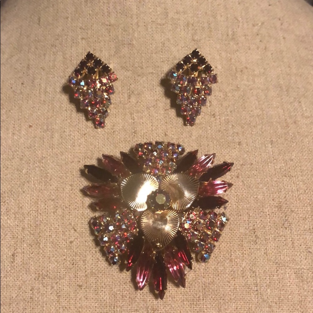 Beautiful broach & clip earring set